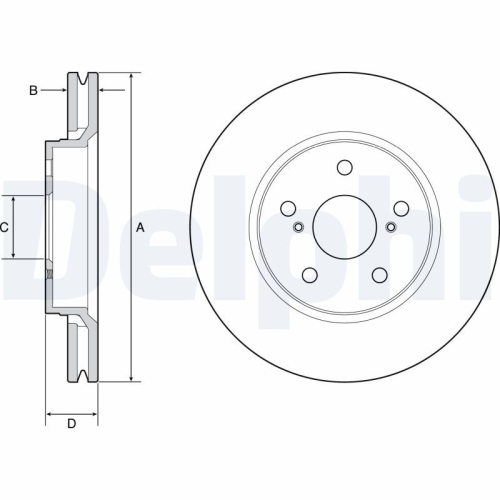 Set discuri frana fata DELPHI, Toyota C-Hr ( X1 ), 10.2016-, Corolla Combi ( E21 ), 02.2019-, Corolla Liftback ( E21 ), 10.2018-, Fata; puntea fata