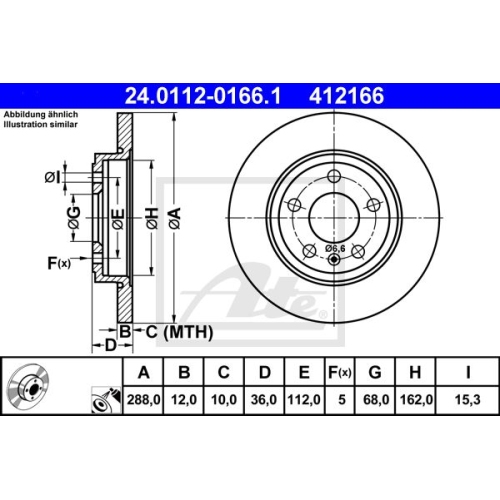 Disc frana Ate 24011201661, parte montare : Punte spate