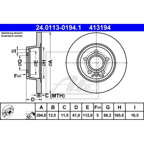 Disc frana Ate 24011301941, parte montare : Punte spate