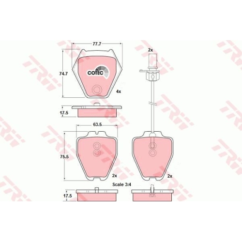 Placute frana Audi A4 (8d2, B5), 11.1994-09.2001, A6 (4b2, C5), 01.1997-01.2005, Vw Passat Variant (3b6), 10.2000-08.2005, TRW