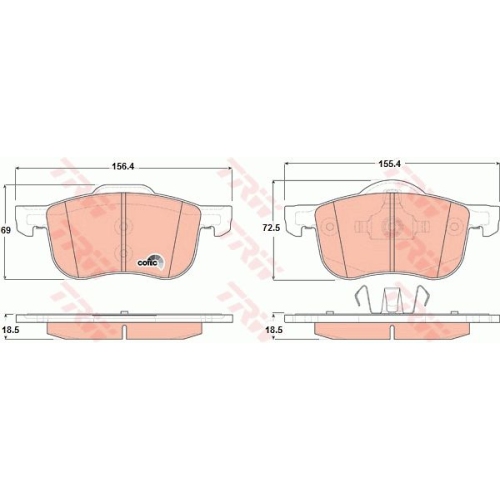 Placute frana Volvo S60 1, 07.2000-04.2010, S70 (Ls), 11.1996-11.2000, S80 1 (Ts, Xy), 05.1998-02.2008, V70 1 (Lv), 12.1995-12.2000, Xc70 Cross Country, 10.1997-10.2007, TRW