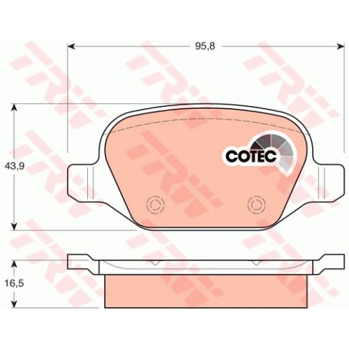 Set placute frana Trw GDB1396, parte montare : Punte spate