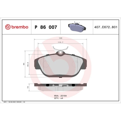 Placute frana Volvo 740 (744) 04.83-12.92, 740 Estate (745) 08.84-12.92, 760 (704 764) 08.81-07.92, 760 Estate (704 765) 01.82-07.92, 940 (944) 08.90-03.95, 940 Estate (945) 08.90-10.95, 940 2 (944) 08.94-12.98, 940 2 Estate (945) 09.90-10.98, 960 (964) 0
