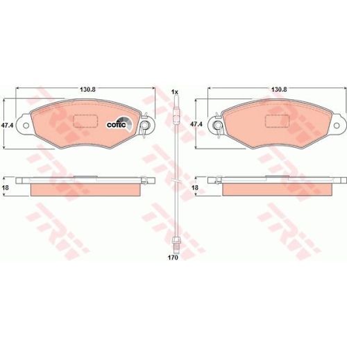 Set placute frana punte fata Peugeot 306 1993-2003, Clio II, 1998-2012, Kangoo 1997-2008; Kubistar 2003-2008, Thalia 1 1998-; marca TRW