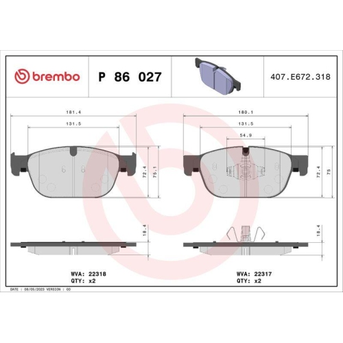 Placute frana Volvo C40 (539) 10.21-, S60 3 (224) 02.19-, S90 2 (234) 01.16-, V60 2 (225) 02.18-, V60 2 Cross Country (227) 02.18-, V90 2 Cross Country (236) 03.16-, V90 2 Estate (235) 03.16-, Xc40 (536) 10.17-, Xc60 2 (246) 03.17-, Xc90 2 (256) 09.14-, F