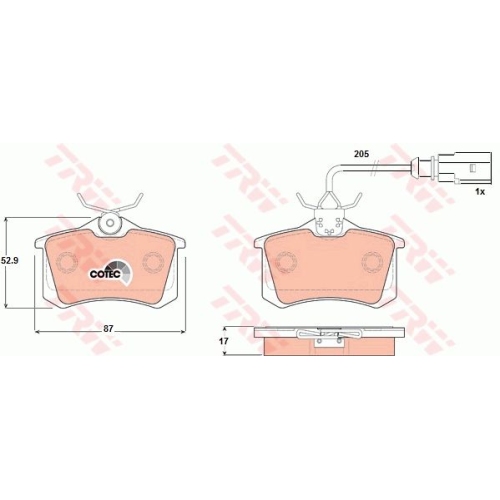 Set placute frana Trw GDB1415, parte montare : Punte spate; Ford Galaxy (Wgr) 1995-2006; Vw Sharan (7m8, 7m9, 7m6) 1995-2010; Seat Alhambra (7v8, 7v9) 1996-2010