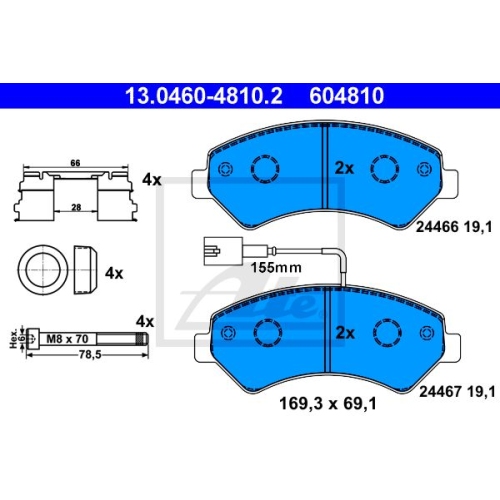 Placute frana Citroen Jumper Bus, 2006-2014, Fiat Ducato Bus (250, 290), 2006-2014, Peugeot Boxer Platou / Sasiu, 2006-2014, ATE