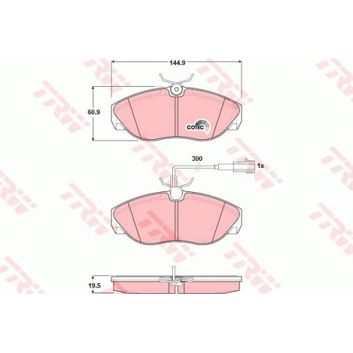 Set placute frana Trw GDB1425, parte montare : Punte fata