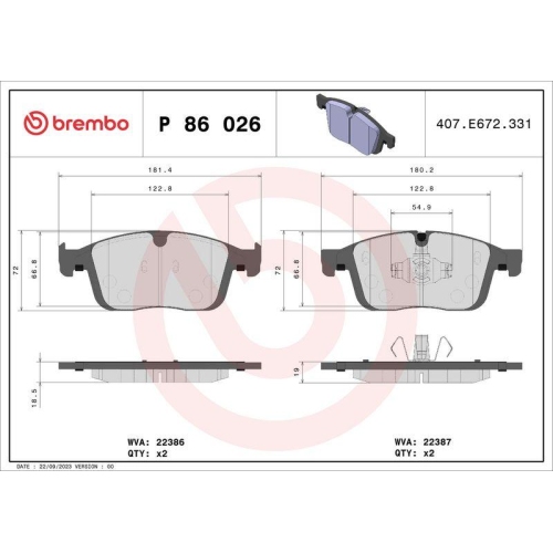 Placute frana Volvo Xc60 I Suv (156) 05.08-12.17, Xc60 I Van (156) 05.08-12.17, Fata, BREMBO