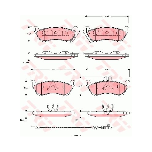 Set placute frana Trw GDB1456, parte montare : Punte spate