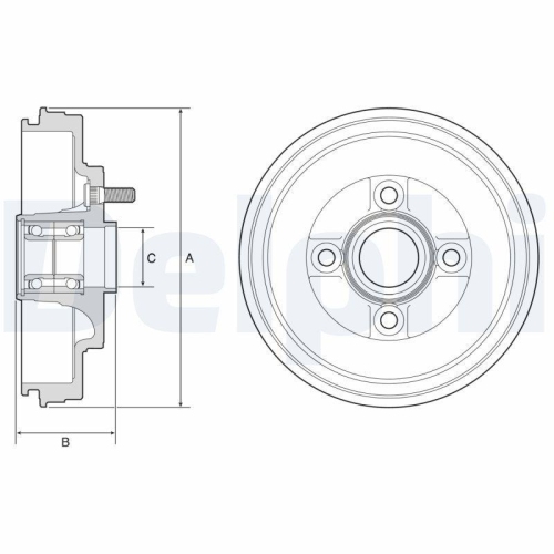 Tambur frana Mitsubishi Mirage / Space Star 6 Liftback (A0 A) 01.12-, Spate, 1.0 (A05A), 1.0 Bifuel, 1.2, 1.2 (A03A), 1.2 LPG (A03A), DELPHI