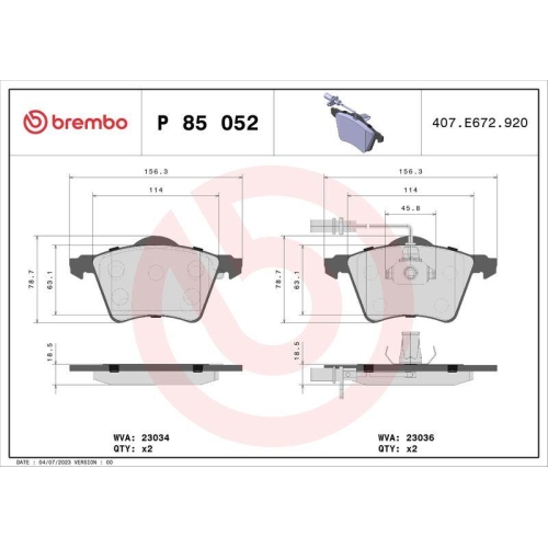 Placute frana Vw California T4 Camper (7dj 7dk 70j) 09.90-08.04, Transporter T4 Box (70a 70h 7da 7dh) 07.90-04.03, Transporter T4 Bus (70b 70c 7db 7dk 70j 70k 7dc 7) 09.90-08.04, Transporter T4 (70e 70l 70m 7de 7dl) 07.90-04.03, Fata, BREMBO