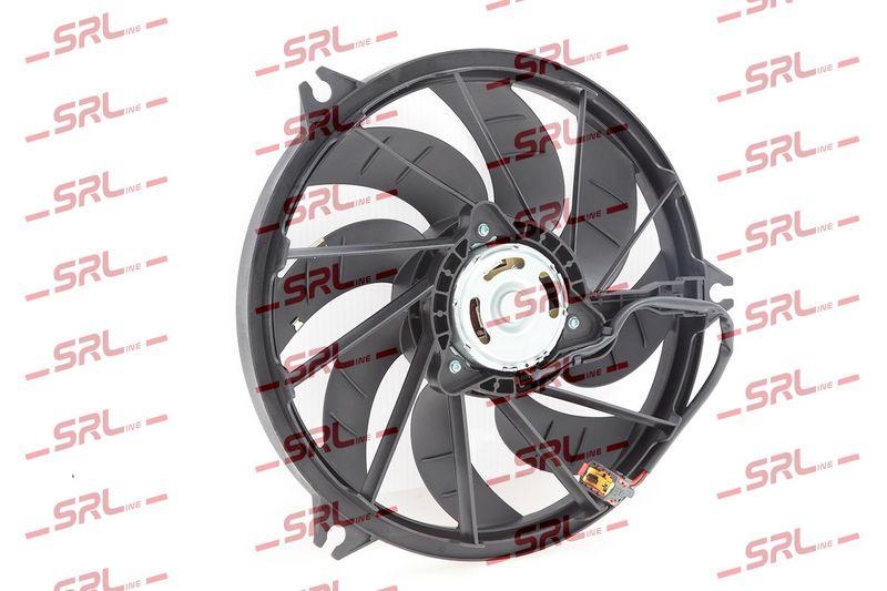 Ventilator radiator Peugeot 206/206+ 98-, motor: 1.1, 1.4, 1.4 HDI, 1.6, 1.6 HDI, 1.9 D, 2.0, 2.0 HDI, square plug, 300 W; 395 mm; 2 pini, SRLine, 1253C9; 1253E0