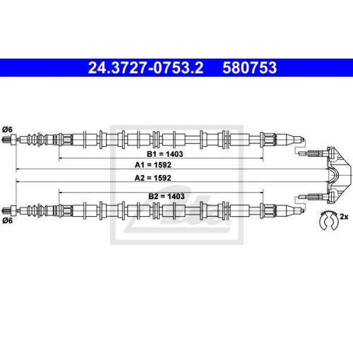 Cablu frana mana Opel Astra G (F48 , F08), Ate 24372707532, parte montare : Spate