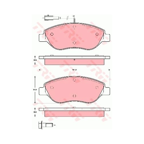 Set placute frana Trw GDB1484, parte montare : Punte fata