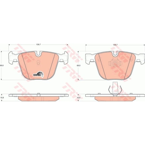 Set placute frana Trw GDB1502, parte montare : Punte spate