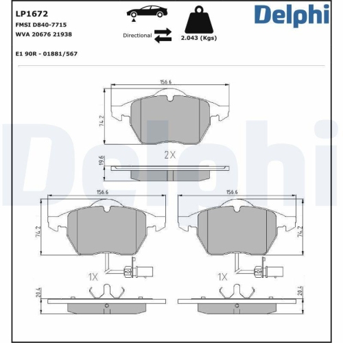 DELPHI set placute frana,frana disc