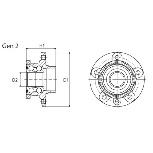Rulment butuc roata Moog VOWB11058, parte montare : Punte spate, Stanga/ Dreapta