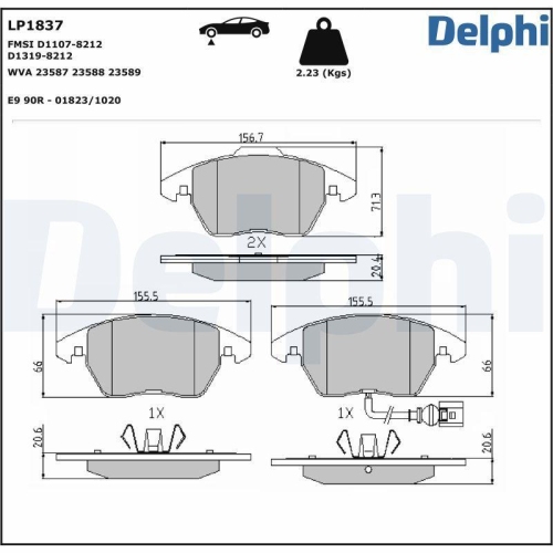 DELPHI set placute frana,frana disc