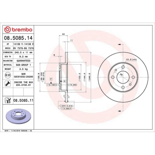 Set disc frana Abarth 500 / 595 / 695 01.08-, 500c / 595c / 695c 05.08-; Alfa Romeo 145 (930) 07.94-01.01, 146 (930) 12.94-10.01, 155 (167) 01.92-12.97, 33 (907) 01.90-09.94, 33 Sportwagon (907) 01.90-09.94; Fiat 500 (312) 07.07-, 500 C (312) 09.09-, Barc