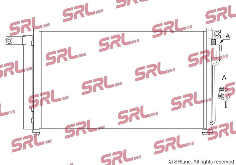 Condensator climatizare AC Kia Rio 05-11, motor: 1.4, 1.6, Condensator cu filtru uscator , 640(600)x355x17, SRLine, miez si rezervor din aluminiu brazat, 976061G000