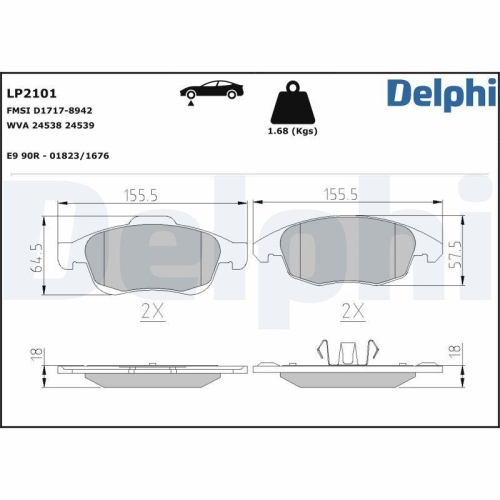 DELPHI set placute de frana,frana de parcare cu disc