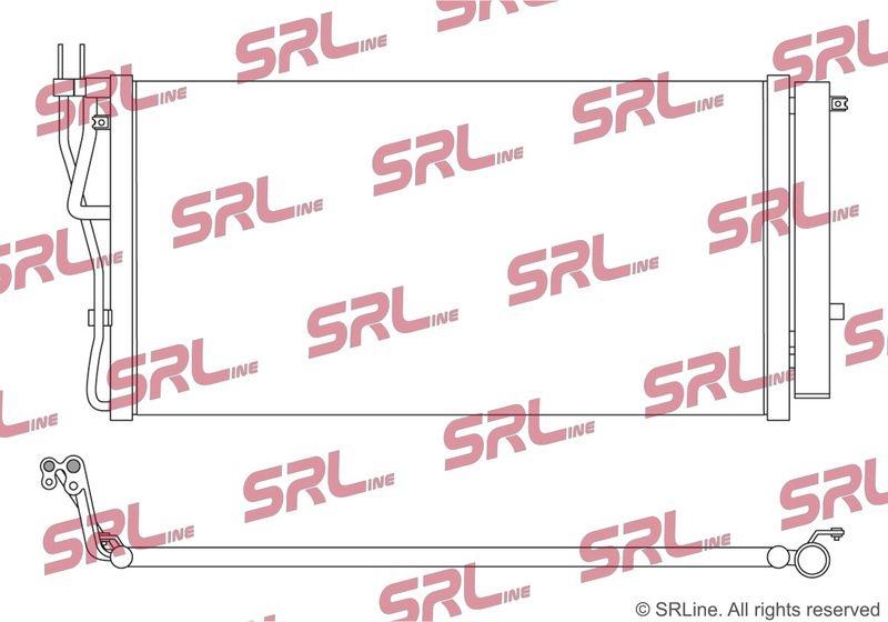 Condensator climatizare AC Kia Carens 06-13, motor: 1.6, 2.0, Condensator cu uscator integrat , 695(650)x345x17, SRLine, miez si rezervor din aluminiu brazat, 976061D100; 976061D110