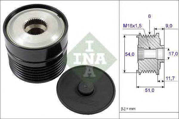 Fulie alternator INA 535019210 Fiat Punto Evo (199) Mito (955) Punto / Grande Punto (199)