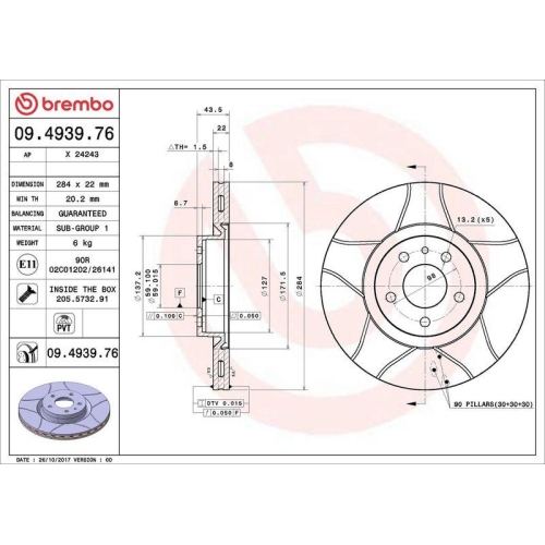 Set disc frana Alfa Romeo 147 (937) 10.00-12.10, 156 (932) 09.97-10.05, 156 Sportwagon (932) 02.97-05.06, Gt (937) 11.03-09.10, Gtv (916) 09.94-10.05, Spider (916) 09.94-04.05; Fiat Doblo Bus (263) 11.09-, Doblo Cargo (263) 02.10-, Doblo Platform / Chassi
