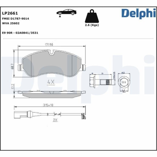 DELPHI set placute frana,frana disc