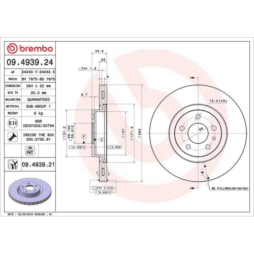 Set disc frana Alfa Romeo 147 (937) 10.00-12.10, 156 (932) 09.97-10.05, 156 Sportwagon (932) 02.97-05.06, Gt (937) 11.03-09.10, Gtv (916) 09.94-10.05, Spider (916) 09.94-04.05; Fiat Doblo Bus (263) 11.09-, Doblo Cargo (263) 02.10-, Doblo Platform / Chassi