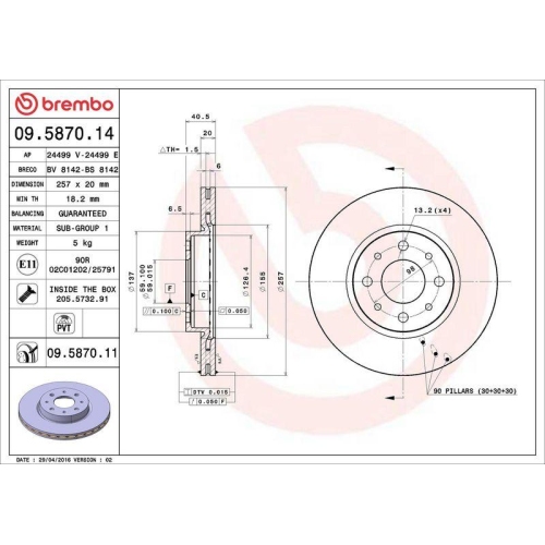 Set disc frana Alfa Romeo 155 (167) 01.92-12.97; Fiat Albea (178 172 372) 04.96-12.16, Barchetta (183) 03.95-05.05, Brava (182) 10.95-06.03, Bravo I (182) 10.95-10.01, Doblo Box (223) 11.00-, Doblo Mpv (119 223) 03.01-, Marea (185) 05.96-12.07, Palio (178