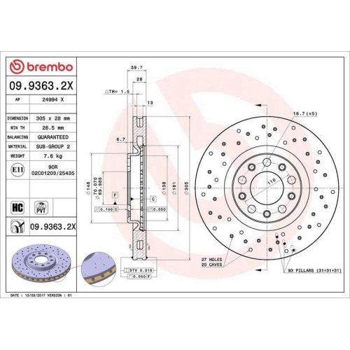 Set disc frana Alfa Romeo 159 (939) 06.05-12.12, 159 Sportwagon (939) 06.05-12.12, Brera (939) 01.06-05.11, Giulietta (940) 04.10-12.20, Giulietta Box / Liftback (940) 04.11-12.20, Spider (939) 03.06-03.11; Chrysler 200 Sedan 06.14-; Jeep Renegade Suv (Bu