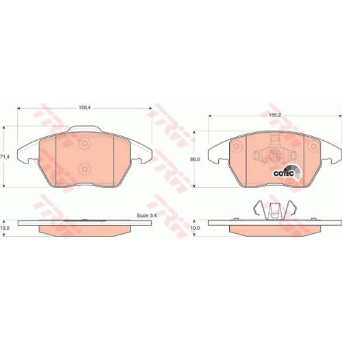 Set placute frana Trw GDB1605, parte montare : Punte fata