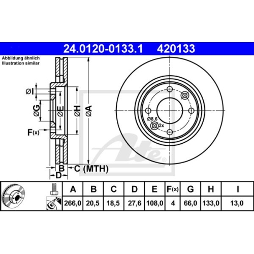 Disc frana Ate 24012001331, parte montare : Punte fata