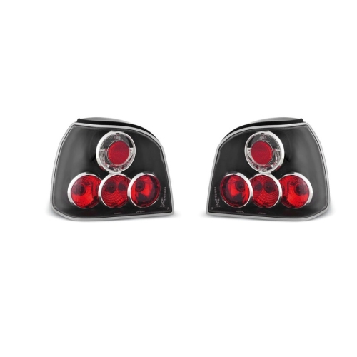 Set stopuri spate lampa Volkswagen Golf 3 (Hatchback +Cabrio) 08.1991-04.1999 partea Dreapta + Stanga, TUNING negru/transparent, cu suport becuri