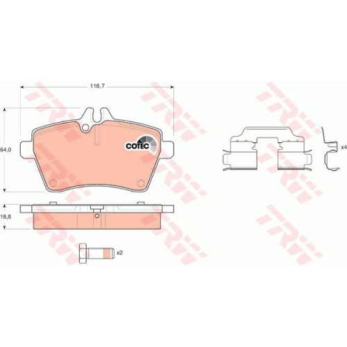 Placute frana Mercedes Clasa A (W169), 09.2004-06.2012, Motorizare 1.5, TRW