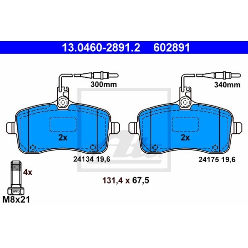 Set placute frana Ate 13046028912, parte montare : Punte fata