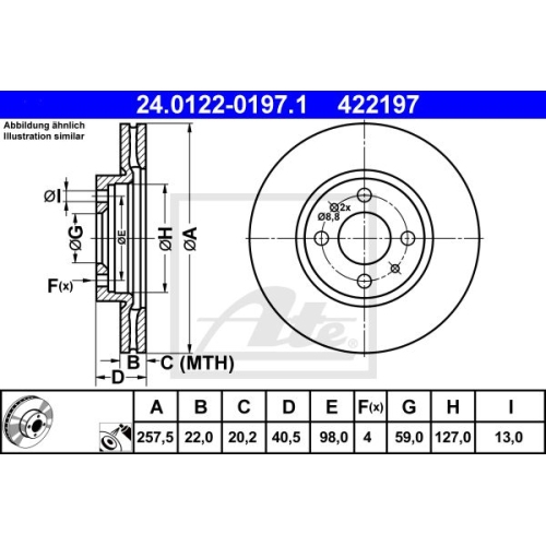 Disc frana Ate 24012201971, parte montare : Punte fata