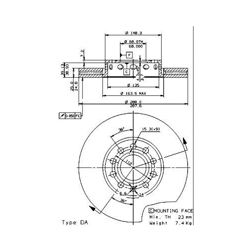 Set disc frana Audi 100 C4 12.90-11.94, A4 B5 (8d2) 11.94-12.01, A4 B6 (8e2) 11.00-12.05, A4 B6 Avant (8e5) 02.00-12.05, A4 B6 Convertible (8h7) 01.02-12.09, A4 B7 (8ec) 11.04-01.09, A4 B7 Avant (8ed) 11.04-11.08, A4 B7 Convertible (8he) 01.02-01.10, A6 C