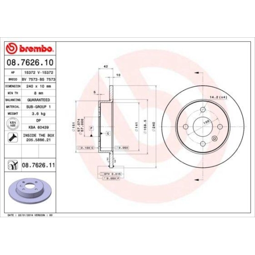 Set discuri frana Opel: Astra Classic (A04), Astra G (T98), Astra H (A04), Meriva A (X03)., punte spate, 240x10, plin, BREMBO