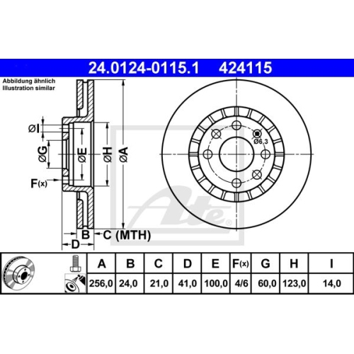 Disc frana Ate 24012401151, parte montare : Punte fata