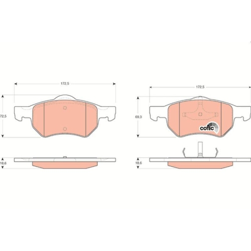 Placute frana Chrysler Voyager / Grand Voyager 3 (Gs Ns) 01.95-03.01, Voyager 3 Van (Gs) 01.95-12.01, Voyager 4 (Rg Rs) 09.99-12.08; Dodge Caravan (Rg) 02.00-12.07, Fata, TRW