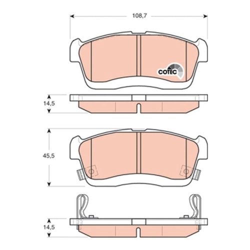 Placute frana Daihatsu Cuore 6 (L251) (L251 L250 L260) 03.03-, Cuore 7 (L275 L285 L276) 12.06-, Sirion (M3) 01.05-, Trevis 06.06-; Subaru Justy 4 01.07-, Fata, TRW