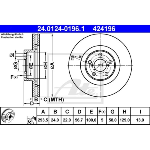 Disc frana Ate 24012401961, parte montare : Punte fata