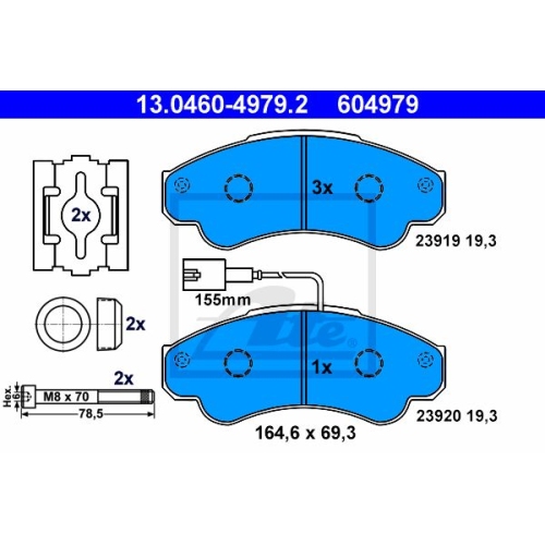 Set placute frana Ate 13046049792, parte montare : Punte fata