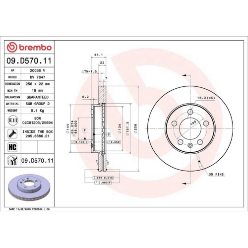Set disc frana Audi A1 Allstreet (Gbh) 07.19-, A1 City Carver (Gbh) 07.19-06.22, A1 Sportback (Gba) 07.18-; Seat Ibiza 5 (Kj1 Kjg) 01.17-; Skoda Fabia 4 (Pj3) 06.21-, Kamiq (Nw4) 07.19-, Scala (Nw1) 02.19-; Vw Polo 6 (Aw1 Bz1 Ae1) 06.17-, Fata, 256X22mm,