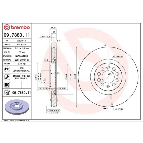 Set disc frana Audi A3 (8l1) 09.96-09.06, Tt (8n3) 10.98-12.06 ; Seat Ibiza 3 (6l1) 02.02-11.09, Ibiza 4 (6j5 6p1) 03.08-12.17 , Leon (1m1) 11.99-06.06, Toledo 2 (1m2) 10.98-05.06; Skoda Octavia I (1u2) 09.96-12.10; Vw Bora I (1j2) 10.98-12.13, Golf 4 (1j