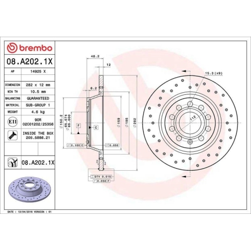 Set disc frana Audi A3 (8p1) 05.03-12.13 , Q3 (8ub 8ug) 06.11-03.20, Q3 (F3b) 07.18-; Seat Alhambra (710 711) 06.10-12.22, Altea (5p1) 03.04-12.15, Altea Xl (5p5 5p8) 10.06-12.15, Leon (1p1) 05.05-12.13, Toledo 3 (5p2) 04.04-05.09; Skoda Octavia 2 (1z3) 0