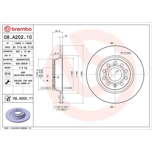 Set disc frana Audi A3 (8p1) 05.03-12.13 , Q3 (8ub 8ug) 06.11-03.20, Q3 (F3b) 07.18-; Seat Alhambra (710 711) 06.10-12.22, Altea (5p1) 03.04-12.15, Altea Xl (5p5 5p8) 10.06-12.15, Leon (1p1) 05.05-12.13, Toledo 3 (5p2) 04.04-05.09; Skoda Octavia 2 (1z3) 0